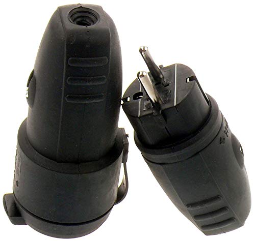 SET Schuko Stecker + Kupplung Gummistecker + Gummikupplung Schutzkontakt Spritzwasserschutz IP44 3P 16A schwarz SET Schuko Stecker + Kupplung Gummistecker + Gummikupplung Schutzkontakt Spritzwasserschutz IP44 3P 16A schwarz von TrueTrade