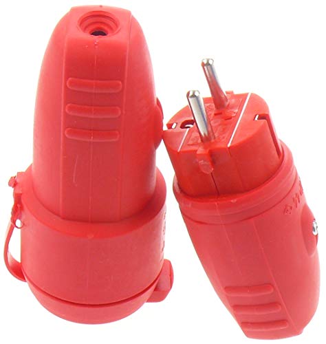 SET Schuko Stecker Kupplung Gummistecker Gummikupplung Schutzkontakt Spritzwasserschutz IP44 3P 16A rot SET Schuko Stecker Kupplung Gummistecker Gummikupplung Schutzkontakt Spritzwasserschutz IP44 3P 16A rot von TrueTrade