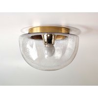 Glashütte Limburg Deckenlampe Typ 2923 Germany 70Er Jahre Mcm Oder Wandlampe Aus Leicht Rauchglas Und Messing von TrueVintageTouch