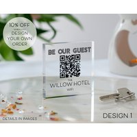 Business Wifi Schild | Hotel Öffentliches Qr Code Scanner Gast Passwort Was Ist Der Wifi-Code Block Pub von TrueWillowGifts