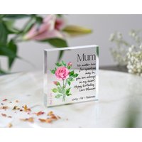 Geburtsblume Geschenk Für Mama | Geburtstagsgeschenk Muttertagsgeschenk Mamas Geburtstag Acryl Plakette Personalisiertes von TrueWillowGifts