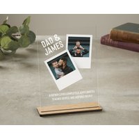 Vatertagsgeschenk Vom Sohn, Personalisierte Fotoplatte Mit Holzständer, Geschenk Für Ihn, Papa, Vatertag von TrueWillowGifts