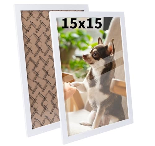 Truevaste 2 Set Bilderrahmen 15x15 cm, Weiß MDF Fotorahmen, Klassischer Bilder Rahmen für Wand Tischbilderrahmen, Picture Frame für Poster Dokument Hochzeitsfotos Abschlusszeugnis Jubiläum Geschenk von Truevaste