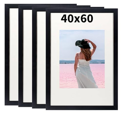 Truevaste 4 Stk. Bilderrahmen 40x60 cm Schwarz, MDF Fotorahmen, Klassischer Bilder Rahmen für Wand Tischbilderrahmen Picture Frame für Poster Dokument Hochzeitsfotos Abschlusszeugnis Jubiläum Geschenk von Truevaste