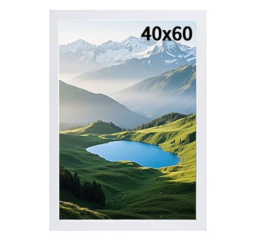 Truevaste Bilderrahmen 40x60 cm Weiß, MDF Fotorahmen mit Acrylglas, Klassischer Bilder Rahmen für Wand Tischbilderrahmen mit Aufhängen Aufstellen, Picture Frame Perfekt für Fotos Poster Dokument von Truevaste