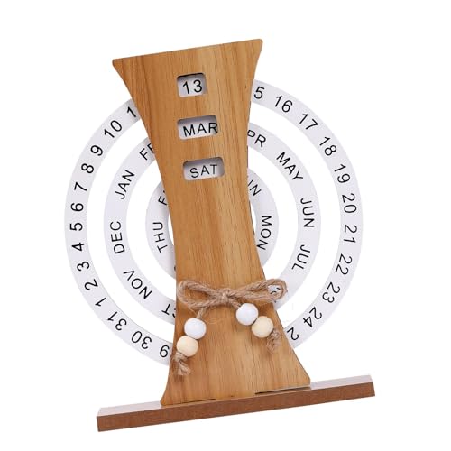 Holz Permanenter Kalender Mit Leicht Zu Ändernem Datum Und Tageskalender Für Stilvolle Home Und Office Desktop Dekore Rotatable Time Record Card von Trufolxiaz