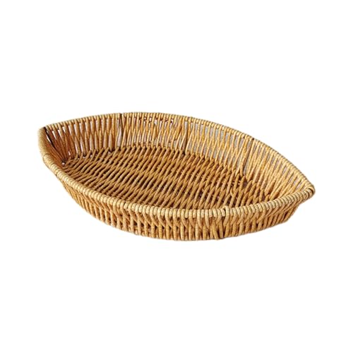 Praktische Nachahmung Rattans Snacks Tablett Bequeme Obstlagerenteller Elegantes Blattförmiges Brot Gemüsebehälter Imitation Rattans Korb von Trufolxiaz
