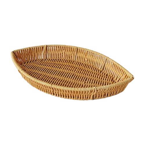 Praktische Nachahmung Rattans Snacks Tablett Bequeme Obstlagerenteller Elegantes Blattförmiges Brot Gemüsebehälter Imitation Rattans Korb von Trufolxiaz