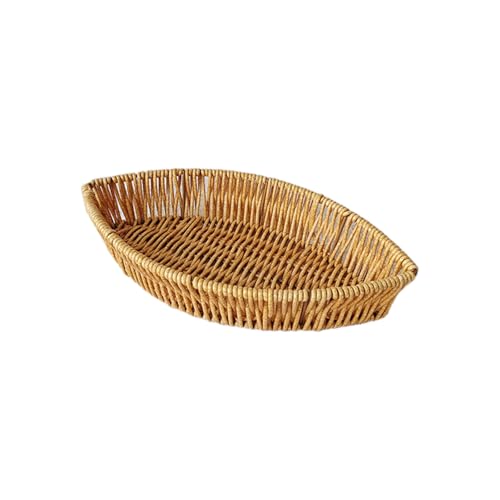 Praktische Nachahmung Rattans Snacks Tablett Bequeme Obstlagerenteller Elegantes Blattförmiges Brot Gemüsebehälter Imitation Rattans Korb von Trufolxiaz