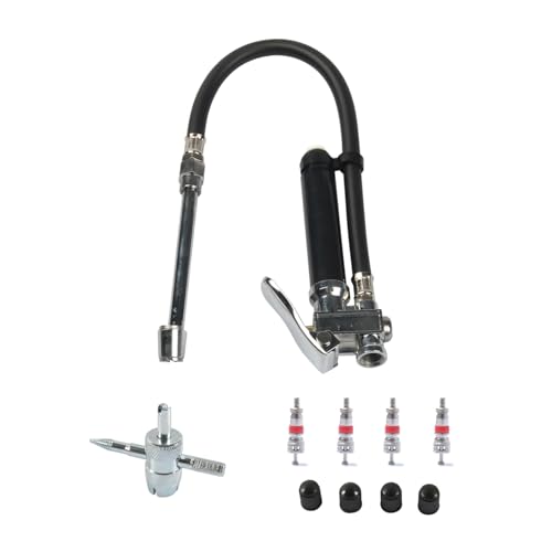 Reifeninflatoren 12 Zoll Flexible Luftreifen Druckanzeigen 20–120psi 1/4npt OffsetDouble Head Chuck Tirefiller Mit Schläuchen Luftdruck Reifenmessgeräte von Trufolxiaz