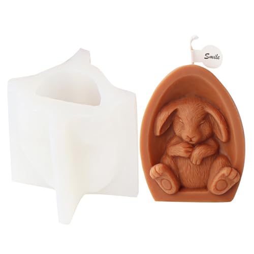 Silikonform Für Handgefertigtes Kaninchen Wachs Cartoon Schlaf/Hänge/Schleifenohrkaninchen Kerzenform Bunnys Seifenform Kerzenherstellung von Trufolxiaz