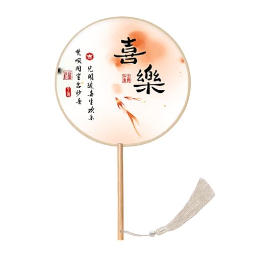 Trufolxiaz Doppelte Tinten Malerei Seidenrunde Fan Chinesische Handhelds Fan Art Cheongsam Dancing Tassels Dekorative Fan Handhelds Silk Lüfter von Trufolxiaz