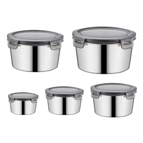 Trufolxiaz Set Von 5 Edelstahl Lebensmitteln Aufbewahrungsschalen Stapelbarer Mittagsbehälter Mit Deckel Für Küchenbüro Und Picknicks Freien Küchenlösung von Trufolxiaz