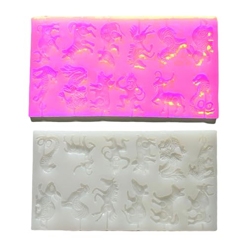 Zwölf Zodiacs Silikonform Für Dessert Kreation Zucker Malerei Backwaren Praktische Küchenküche Tierförmige Backform Wärmefeste Form von Trufolxiaz