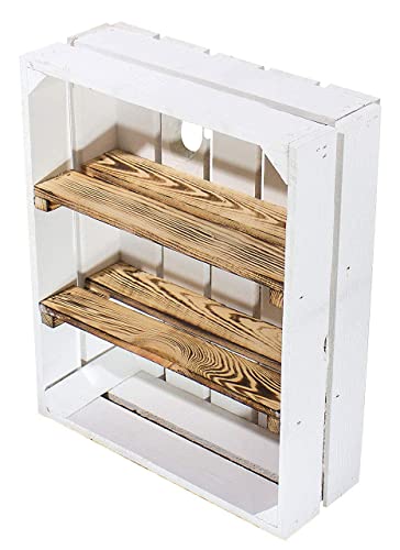 Truhenking 2 Regalkisten flach mit 3 geflammten Brettern Shabby Chic Serie - weiße Obstkiste/Holzkiste als Kistenregal/Gewürzregal/Wandregal 50x40,5x16cm Truhenking 2 Regalkisten flach mit 3 geflammten Brettern Shabby Chic Serie - weiße Obstkiste/Holzkiste als Kistenregal/Gewürzregal/Wandregal 50x40,5x16cm von Truhenking
