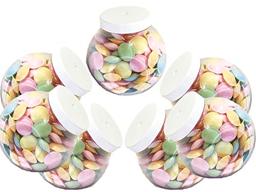 Süßigkeitengläser, kugelförmig, Kunststoff, lebensmittelecht, mit 110 mm weißem Deckel, 1-9 Hochzeiten, Partys (7 Gläser) von Truly Sweet Candy