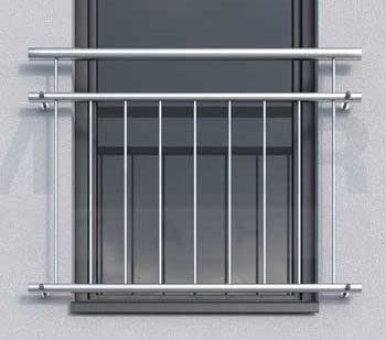 Französischer Balkon aus Edelstahl V2A - Länge 116-130 cm (130 cm) von Trummer Edelstahl