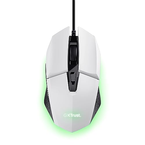 GXTrust 1109W Vylax Gaming Maus mit 6 Programmierbare Tasten, Mehrfarbige LED Beleuchtung, 200-6400 DPI, USB Kabel 150 cm, PC Maus mit Integrierte Software für Computer Laptop, Weiß von TRUST GXT