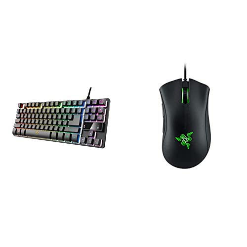 Trust Gaming 24068 Tastatur mit TKL-Design GXT 833 Thado - Beleuchtete Tastatur mit Deutsches QWERTZ Layout & Razer DeathAdder Essential (2021) - Essentielle Gaming-Maus mit optischem 6.400-DPI-Sensor von Trust Gaming