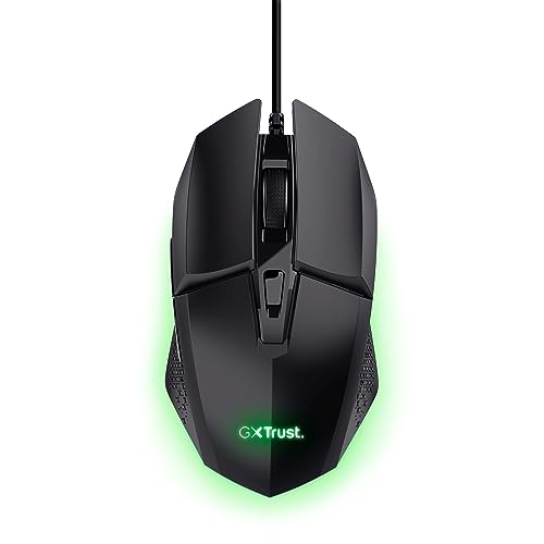 Trust Gaming GXT 109 Felox Gaming Maus mit 6 Programmierbare Tasten, Mehrfarbige LED-Beleuchtung, 200-6400 DPI, USB Kabel 150 cm, PC Maus mit Integrierte Software für Computer/Laptop - Schwarz von Trust Gaming