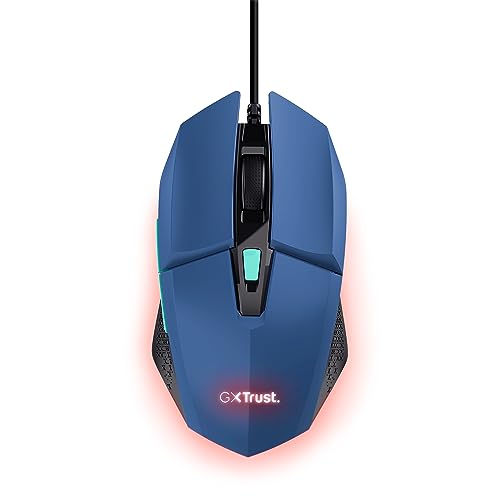 Trust Gaming GXT 109B Felox Gaming Maus mit 6 Programmierbare Tasten, Mehrfarbige LED-Beleuchtung, 200-6400 DPI, USB Kabel 150 cm, PC Maus mit Integrierte Software für Computer/Laptop - Blau von Trust Gaming