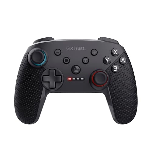 Trust Gaming GXT 1246 Muta Bluetooth Nintendo Switch Controller, Gaming Controller mit Play-and-Charge-Kabel, Dual-Shock-Vibration, 15h Spielzeit, Aufladbarer Akku, für Switch Lite, OLED, Schwarz von Trust Gaming