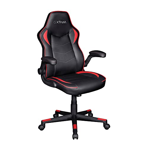 Trust Gaming GXT 704 Ravy Gaming Stuhl mit Klappbaren Armlehnen, Rundum Drehbar, bis 150 kg, Bürostuhl, PC Stuhl für Gaming, Streaming, PC, Laptop - Schwarz von Trust Gaming