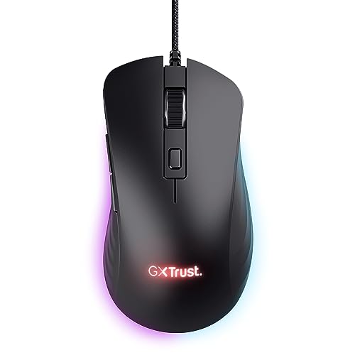 Trust Gaming GXT 924 Ybar+ Kabelgebundene Gaming Maus, 25600 DPI, 60% Recycelten Materialien, 6 Programmierbare Tasten, 25K Optischem Sensor, RGB LED-Beleuchtung, PC Maus mit Software - Schwarz von Trust Gaming