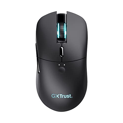 Trust Gaming GXT 980 Redex Wiederaufladbare Kabellose Gaming-Maus, 200-10.000 DPI, Geringer Latenz, RGB-Maus, 6 Programmierbare Tasten, USB-Dongle, PC-Maus für Laptop, Computer, Windows – Schwarz von Trust Gaming