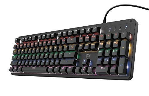 Trust Gaming Mechanische Gaming Tastatur GXT 863 Mazz - Mechanische Outemu Red Schalter, Deutsches QWERTZ Layout, 14 Farbmodi, USB Plug & Play, PC/Laptop, Schwarz von Trust