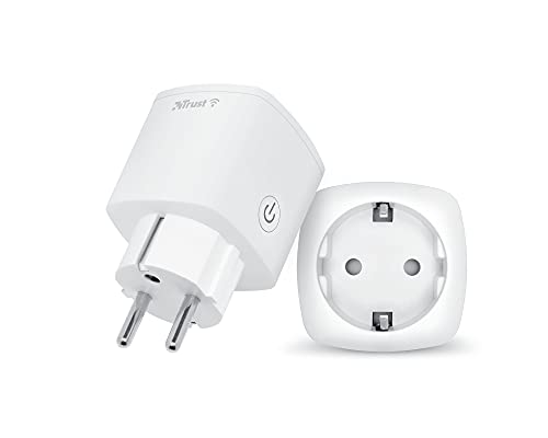 Trust WiFi EU-Steckdose, Kompatibel mit Alexa, Google Nest, Smart Home Intelligenter Schuko-Stecker, 3000W, Smartphone- und Tablet-Steuerung, 2er Pack - Weiß von Trust Smart Home