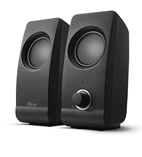 Trust Remo 2.0 PC Lautsprecher Boxen 16 W (8 W RMS), 3,5 mm Audioanschluss, Stromversorgung über USB, Kompaktes Soundsystem, Stereo Lautsprecherset für Computer, Laptop – Schwarz von Trust