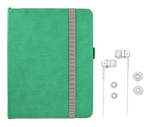 Trust 19110 Schutzhülle, Typ Premium für iPad, integrierter Anzeige, Ohrhörer mit Mikrofon, hellblau/Sand von Trust