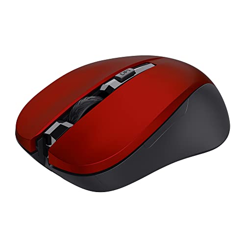 Trust Mydo Leise Funkmaus, 1000-1800 DPI, für Rechts- und Linkshänder, 2,4 GHz, 10 m Funkbereich, Verstaubarer USB Mikroempfänger, Maus Kabellos mit Stillen Tasten für Laptop, PC, Mac - Rot von Trust