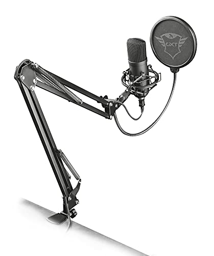 Trust Gaming 22400 GXT 252 Emita Plus Studio USB Mikrofon mit Arm und Popfilter, mit Nierencharakteristik für PC, PS4 und PS5, Streaming, Podcast, Voice-over - Schwarz von Trust Gaming