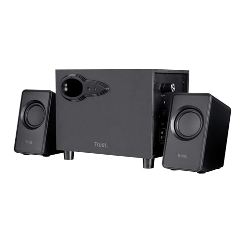 Trust Avora 2.1 PC Lautsprecher mit Subwoofer, 18 W (9 W RMS), Computer Boxen, Kompaktes Format, USB-Betrieb, 3,5 mm AUX Klinke, Lautsprecherset für PC/Laptop - Schwarz von Trust