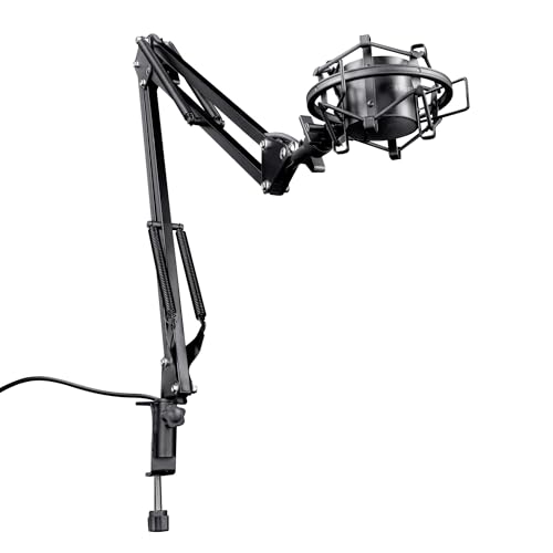 Trust Gaming GXT 253 Emita Mikrofon Arm, Mikrofonständer, Einstellbarer Tischarm, Integriertes 290 cm Kabel, Mic Stand, Elastische Halterung, Mikrofonarm für alle Gängigen Mikrofone - Schwarz von Trust Gaming