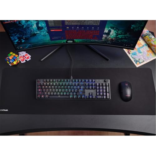 Trust Gaming GXT 866 Torix Mechanische Tastatur, UK-Layout, lineare Huano-Schalter, RGB-Beleuchtung, Anti-Ghosting, N-Key Rollover, Low Profile programmierbare USB-Gaming-Tastatur, PC, Laptop, Schwarz Trust Gaming GXT 866 Torix Mechanische Tastatur, UK-Layout, lineare Huano-Schalter, RGB-Beleuchtung, Anti-Ghosting, N-Key Rollover, Low Profile programmierbare USB-Gaming-Tastatur, PC, Laptop, Schwarz von Trust Gaming