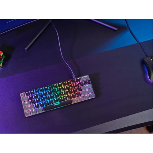 Trust Gaming GXT 867 Acira 60% mechanische Tastatur, UK-Layout, RGB-Beleuchtung, Dual-Funktionstasten, ultrakompakte, kabelgebundene programmierbare USB-Mini-Gaming-Tastatur, 60% PC-Laptop, von Trust