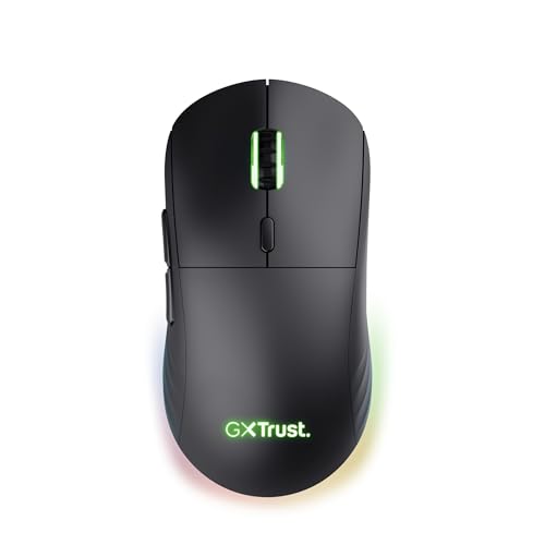 Trust Gaming GXT 927 Redex+ Gaming Maus Kabellos 25K DPI 2.4GHz 94 Stunden Akkulaufzeit, Kailh-Schalter, 6 Programmierbare Tasten, RGB Wiederaufladbare Gaming-Maus Laptop Computer – Schwarz von Trust Gaming