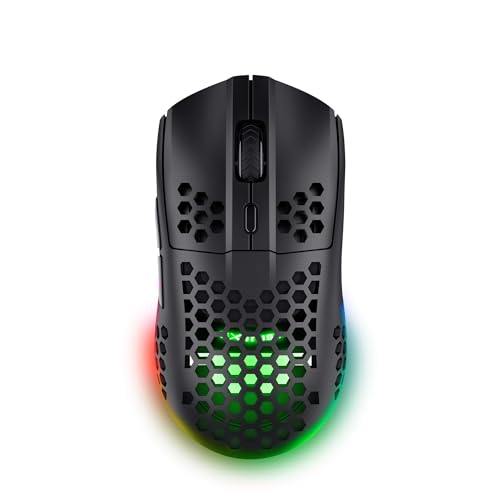 Trust Gaming GXT 929 Helox Kabellose Gaming Maus, Ultraleichte Maus 75g, 80h Dauerbetrieb, 2,4-GHz-Mikro-USB-Empfänger, Einstellbare DPI (800-4800), 6 Programmierbare Tasten, Gaming PC MMO - Schwarz von Trust Gaming