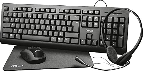 Trust Primo 4-in-1 Desktop-Set mit Kabel und USB-Tastatur von Trust