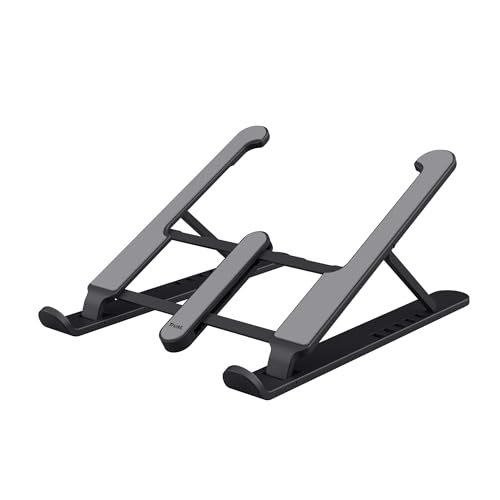 Trust Primo Faltbarer Laptop Ständer 16 Zoll, Leichter Klappbarer Laptop Halter, In 6 Stufen Höhenverstellbarer Laptopständer für MacBook Pro Notebook Air Dell HP Lenovo Home Office - Grau von Trust