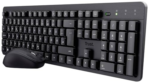 Trust TKM-360 Kabellos Tastatur, Maus-Set Geräuscharme Tasten, Hotkey Funktion, Integriertes Scrollrad, mit numerischer von Trust