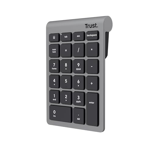 Trust Xalas Numpad Kabellos für Laptop und Desktop PC, 22 Tasten Mini Tastatur, 2,4 GHz USB Mikro Empfänger, Ziffernblock für TKL Tastatur, Keypad Nummernblock Zehnertastatur, Silber Trust Xalas Numpad Kabellos für Laptop und Desktop PC, 22 Tasten Mini Tastatur, 2,4 GHz USB Mikro Empfänger, Ziffernblock für TKL Tastatur, Keypad Nummernblock Zehnertastatur, Silber von Trust