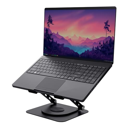 Trust Zeff Höhenverstellbarer Laptop Ständer für Laptop 16 Zoll mit 360-Grad-Drehung, Faltbarer Anti Rutsch Laptop Halterung für Lenovo, Macbook, HP, Dell, Schreibtisch, Home Office - Schwarz von Trust