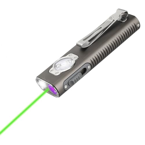 TrustFire Mini X3 Wiederaufladbare EDC Taschenlampe mit weißem Licht, Flutlicht, UV und grünem Strahl, 1050 Lumen Taschenlampe LED Aufladbar, 4 Lichtquellen Tragbar Flache Taschenlampen (dunkel grau) von TrustFire