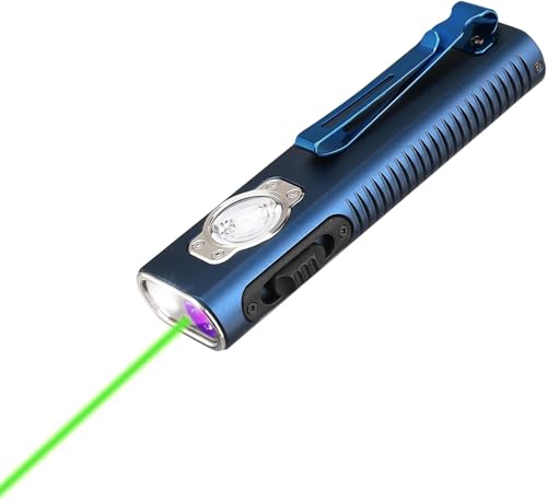 TrustFire Mini X3 Wiederaufladbare EDC Taschenlampe mit weißem Licht, Flutlicht, UV und grünem Strahl, 1050 Lumen Taschenlampe LED Aufladbar, 4 Lichtquellen Tragbar Flache Taschenlampen (dunkelblau) von TrustFire