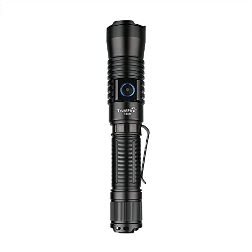 TrustFire T30R LEP Taschenlampe 460 Lumen, 1100 Meter Reichweite mit 3000mAh Akku, 1 X USB C Ladekabel, 1 X Taschenlampe Halter, 1 X Stofftasche, 1 X Handschlaufe - wiederaufladbar LED Taschenlampe von TrustFire