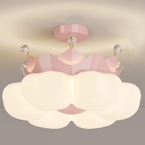 Trutipon LED Deckenleuchte Krone Dimmbar mit Fernbedienung 3000k-6000k Kinder Deckenlampe Wolken Deckenleuchte fürMädchen Junge Kinderzimmer 30cm*50cm (12in*20in) 66W(Pink) von Trutipon